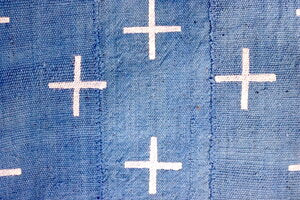 White Crosses on Blue Mudcloth