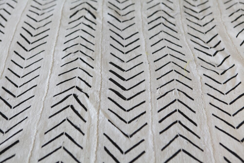 Large Chevrons White Mudcloth Fabric.