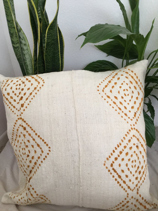 Mustard Diamonds on White Pillowcase