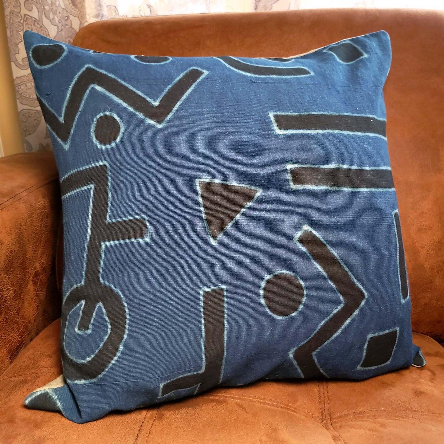 Black Shapes on Blue Pillowcase