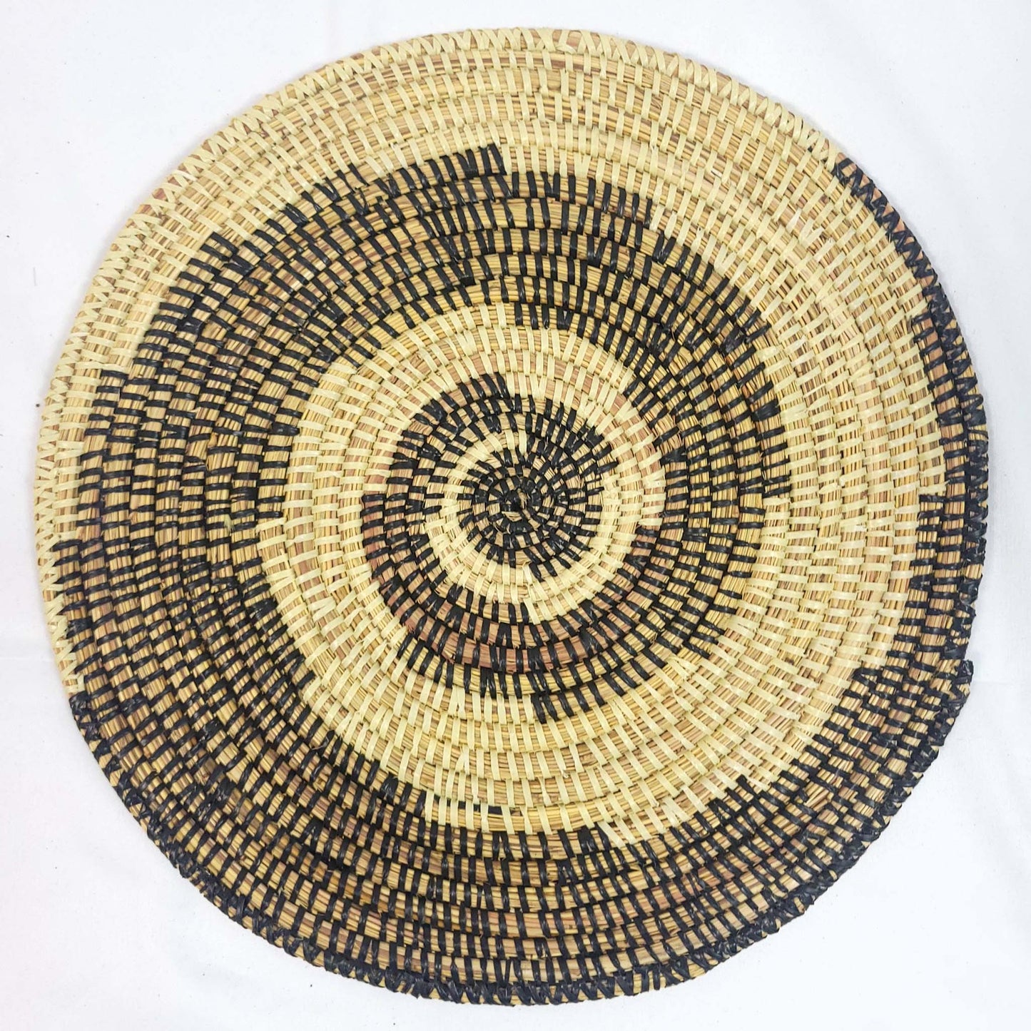 Brown Jagged Spiral Flat Senegalese Basket