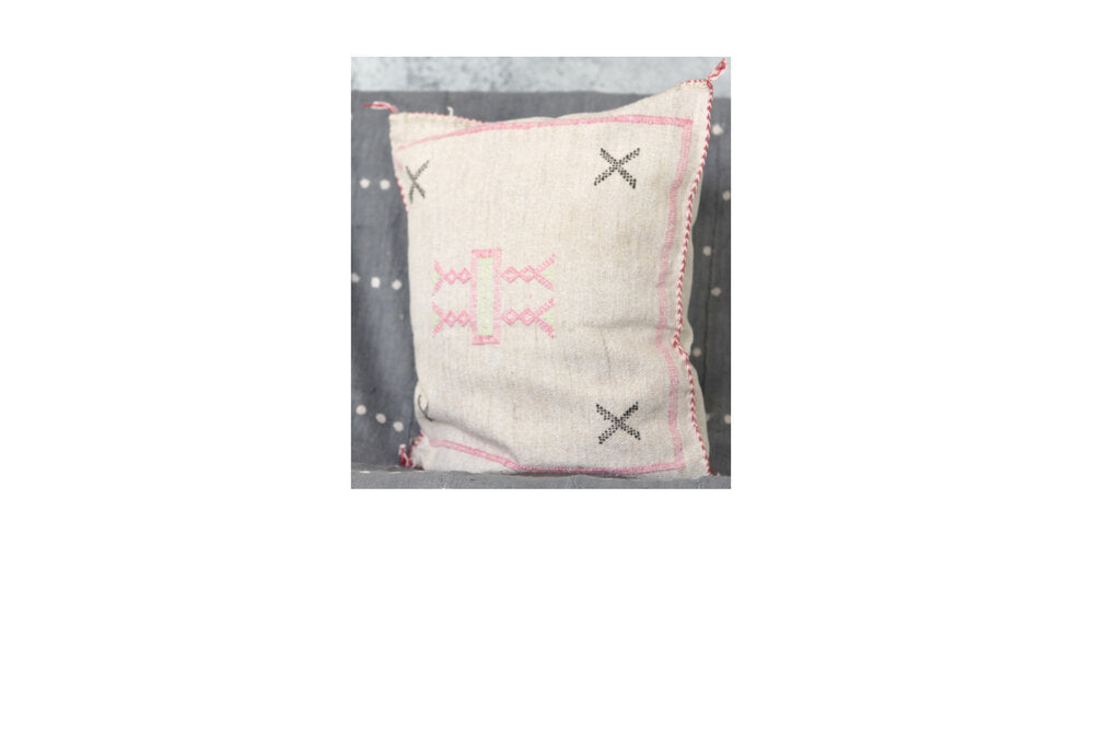 White with Pink trim Cactus Silk Pillowcase