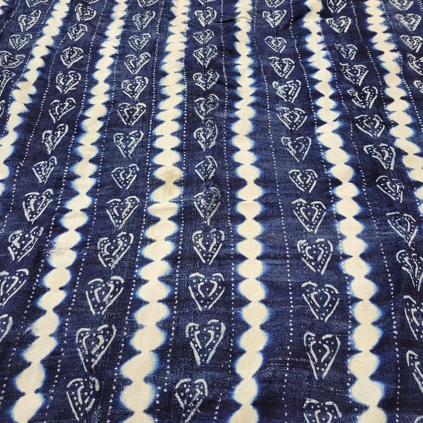 Hearts on Vintage Indigo Cloth 2