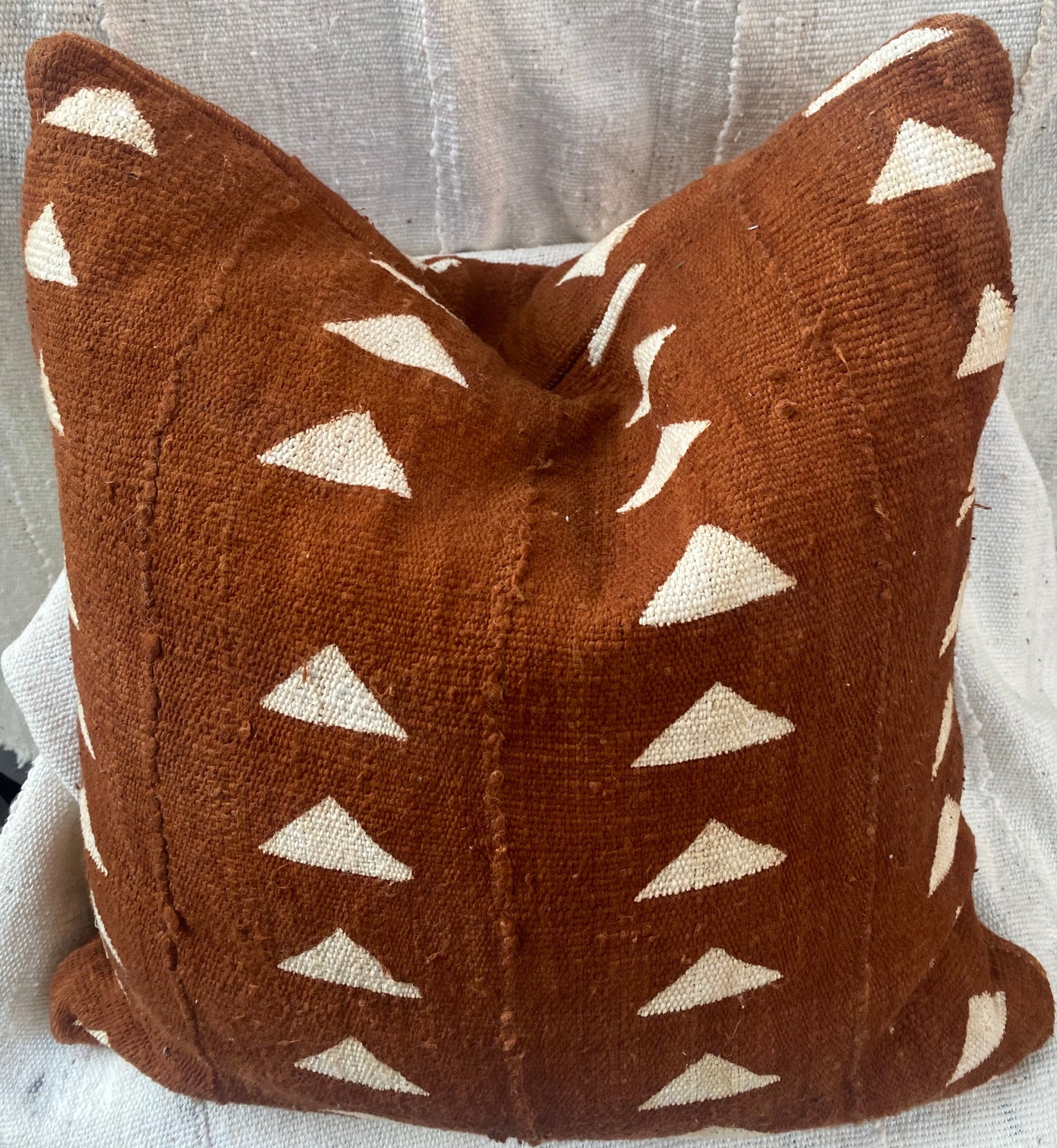 Triangles on Rust Pillowcase front and back
