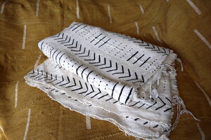 Bogolan White Mudcloth Chevrons Fabric