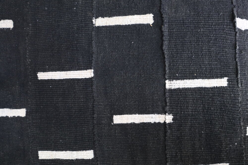 White Dashes on Black Mudcloth