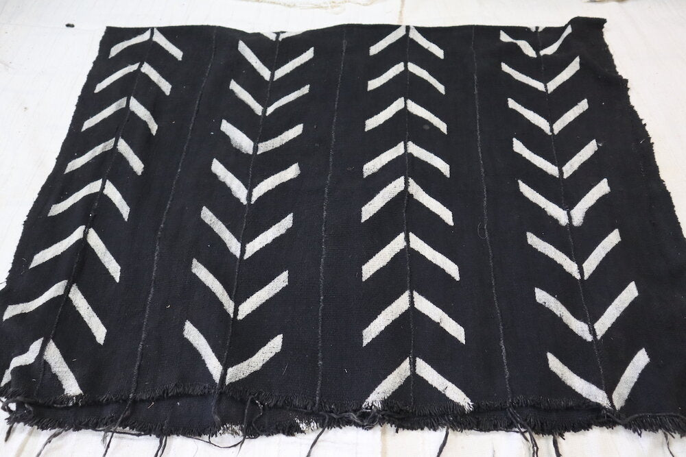 Large White Chevrons on Black Mudcloth