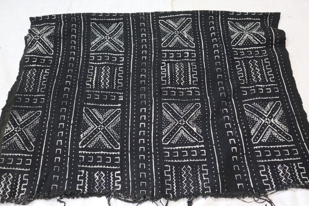 Intricate Crosses on Black Mudcloth