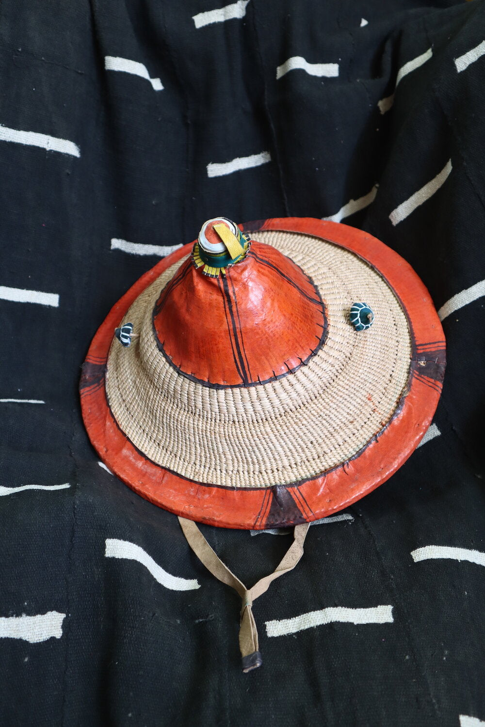 Large Fulani Hat Orange-Mali Mudcloth Inc.