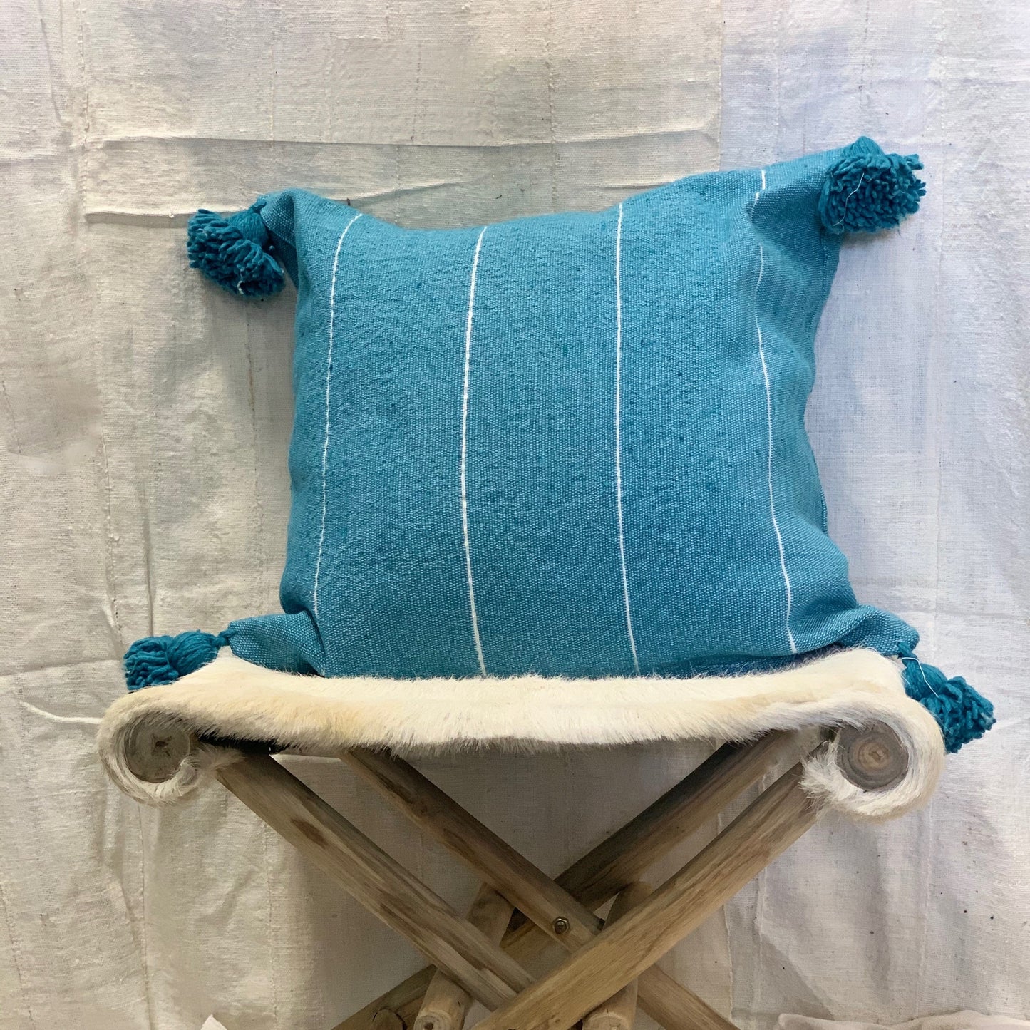 Turquoise and White Moroccan Pillowcase