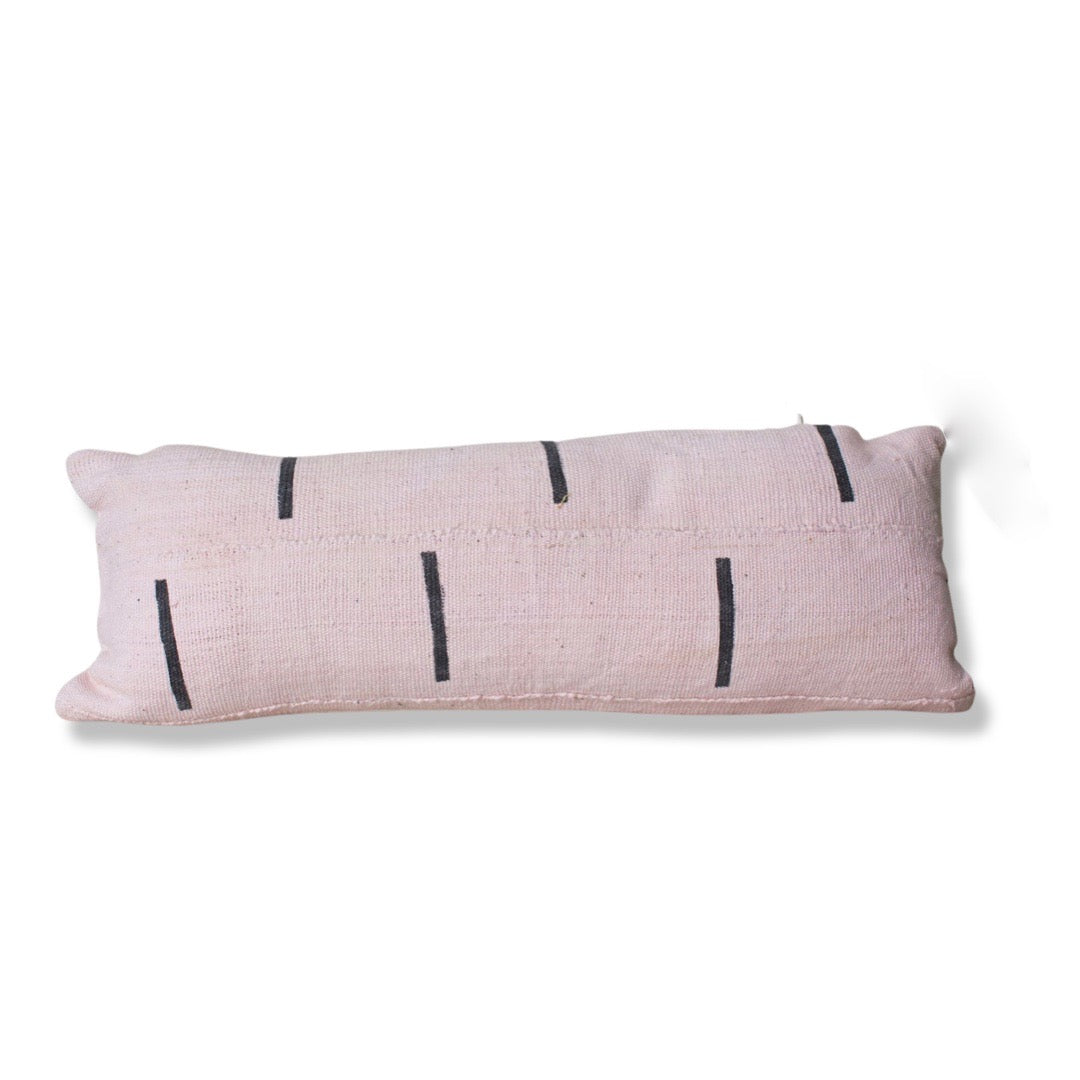 Black Dashes on Pink Mudcloth Lumbar