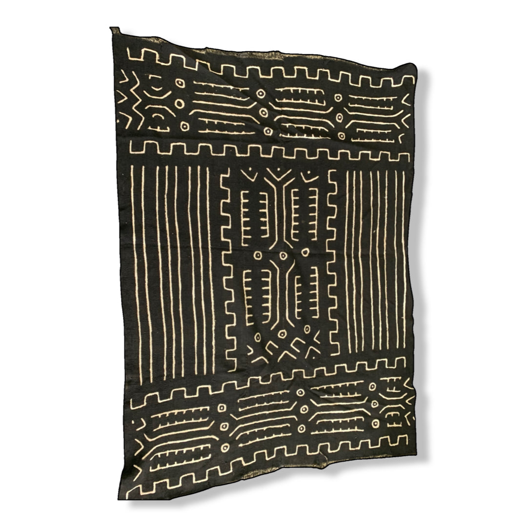 African Mud Cloth From Mali in White or Black Hand Woven Black and