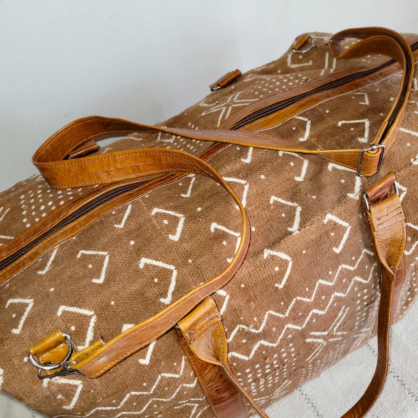 Large Rust Mudcloth Travel Bag (Preorder)