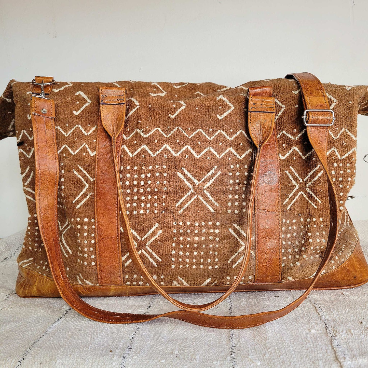 Large Rust Mudcloth Travel Bag (Preorder)