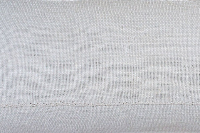 Plain White Lumbar Mali Mudcloth Fabric.