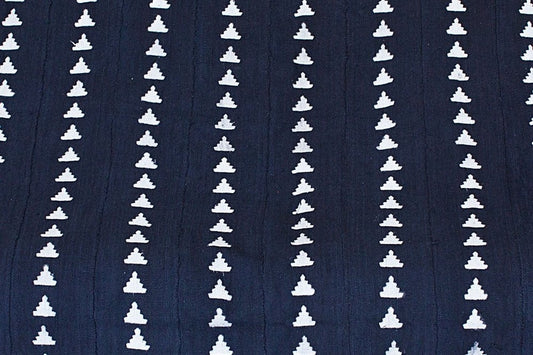 Triangles on Navy Mali Mudcloth Fabric.