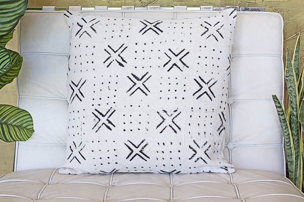 Crosses and Squared Dots on Large White Pillowcase