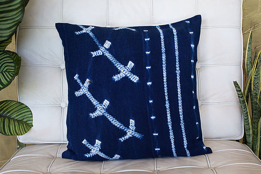 Stitches on Large Indigo Pillowcase