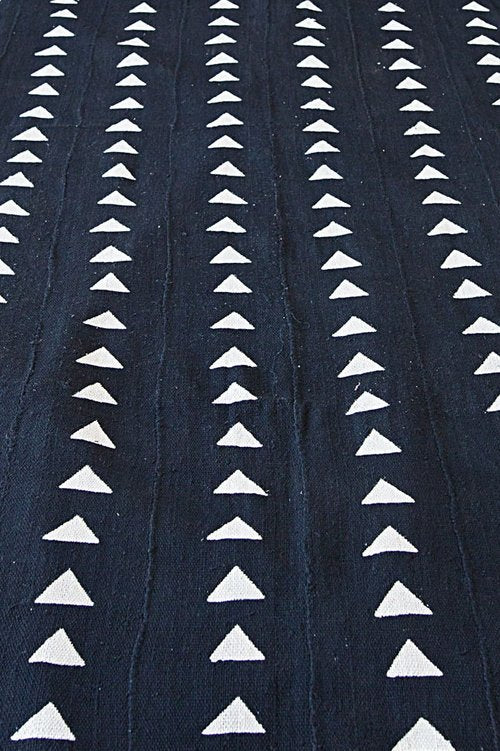 Triangle Black Mali Mudcloth Queen Blanket.