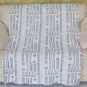 African White Mudcloth Fabric with Wrodo.