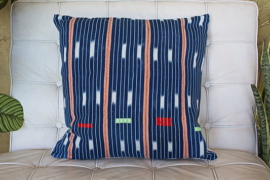 Lined Patterns on Large Indigo Pillowcase