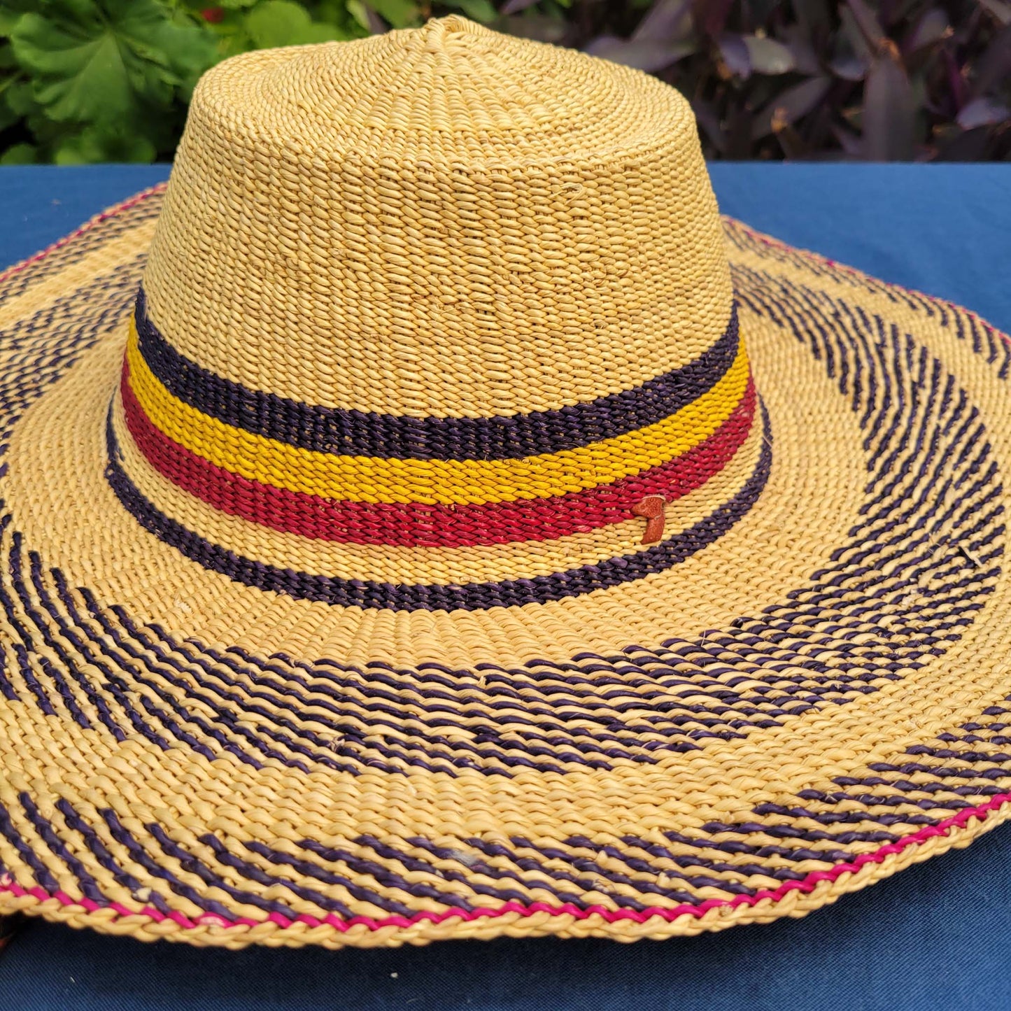 Purple, Red, and Yellow Stripes Straw Hat