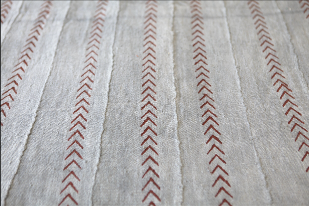 Maroon Chevrons on Grey Mudcloth