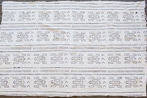 African White Mudcloth Fabric Kanaga.