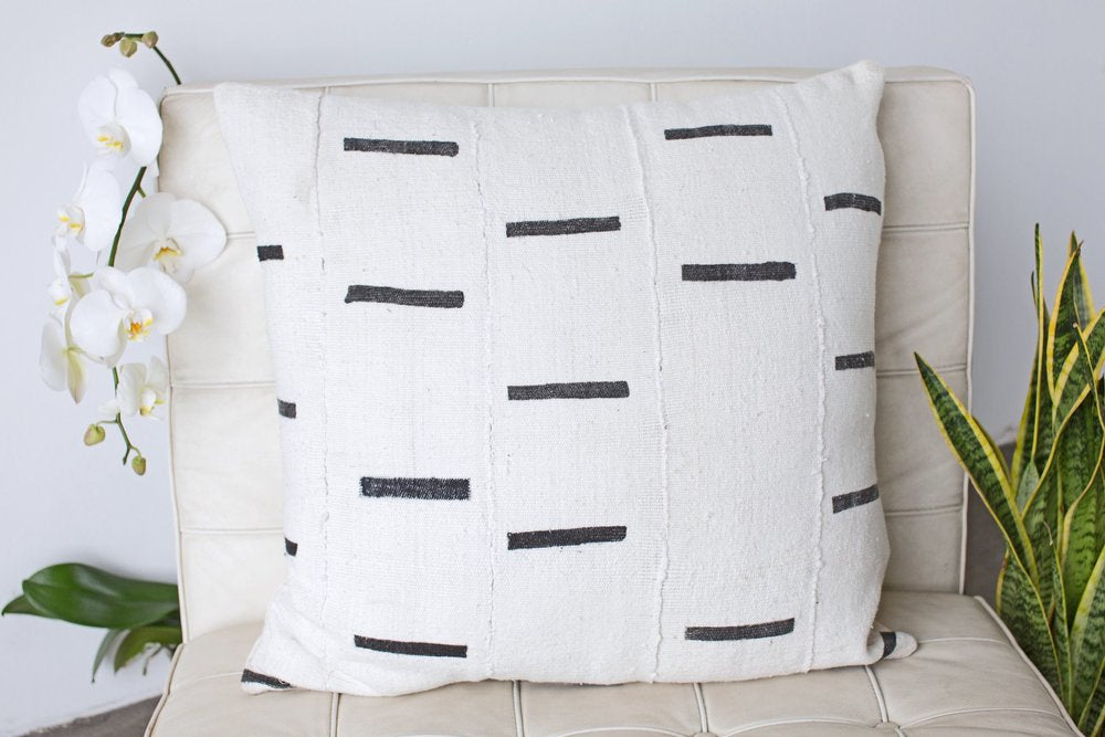 Black Dashes on Large White Pillowcase