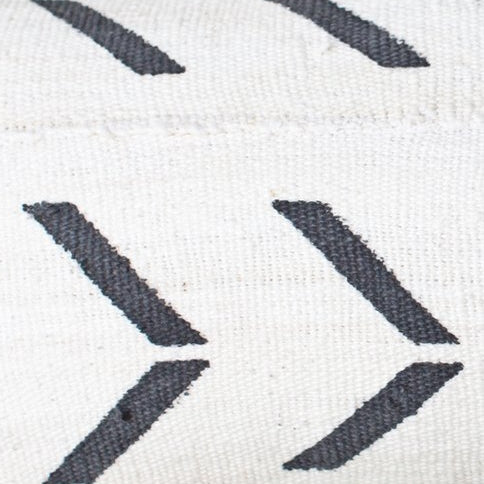 Thick Black Chevrons on White Mali Mudcloth Pillowcases.