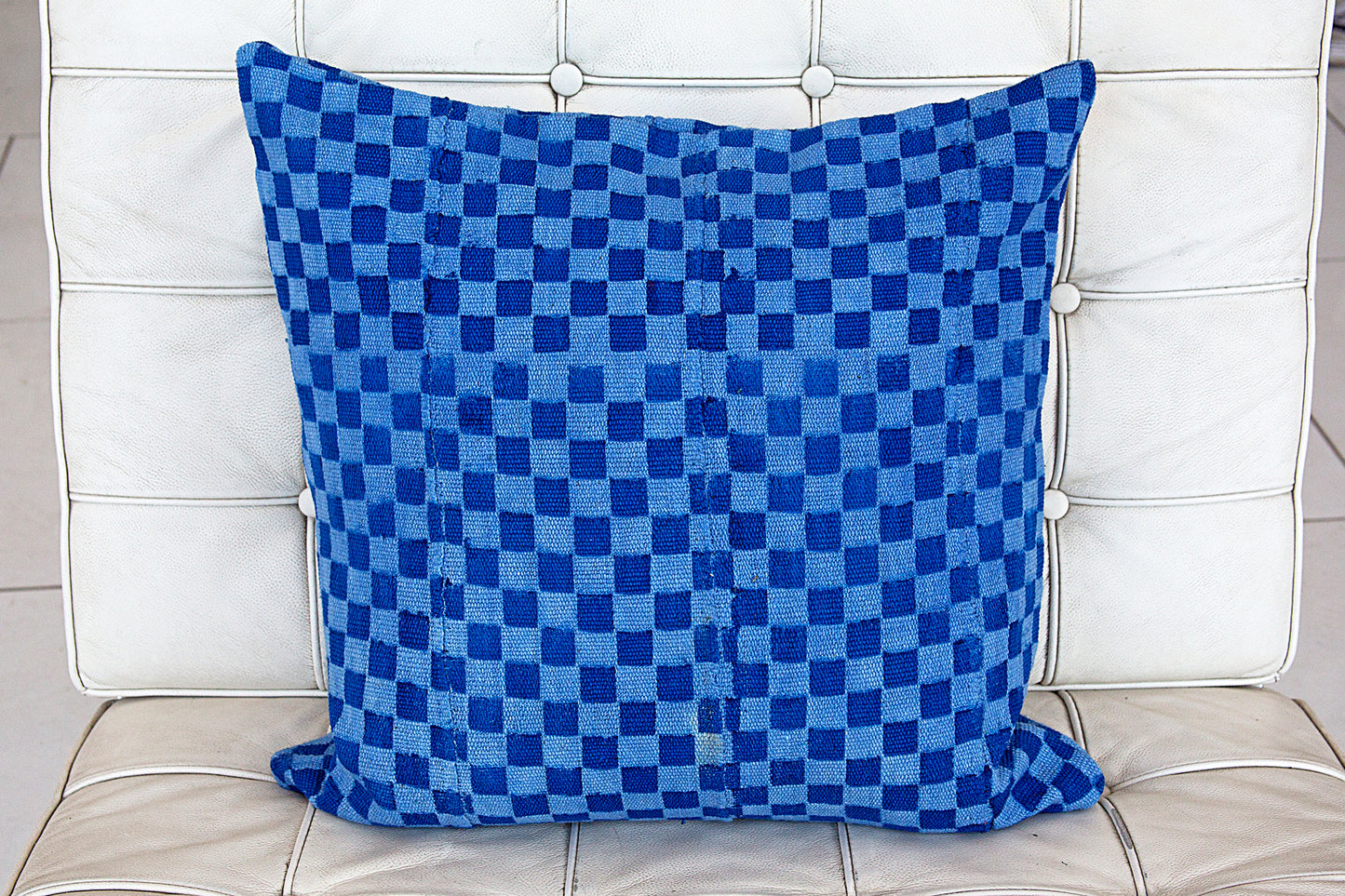 CHECKERS ON BLUE PILLOWCASE