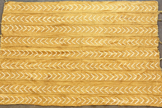 White Chevron on Mustard Mudcloth