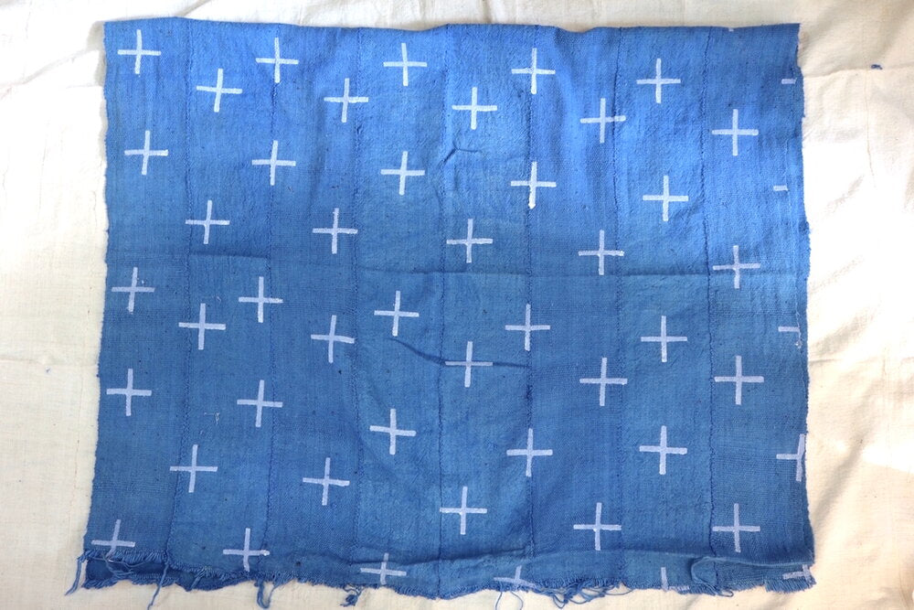 White Crosses on Blue Mudcloth