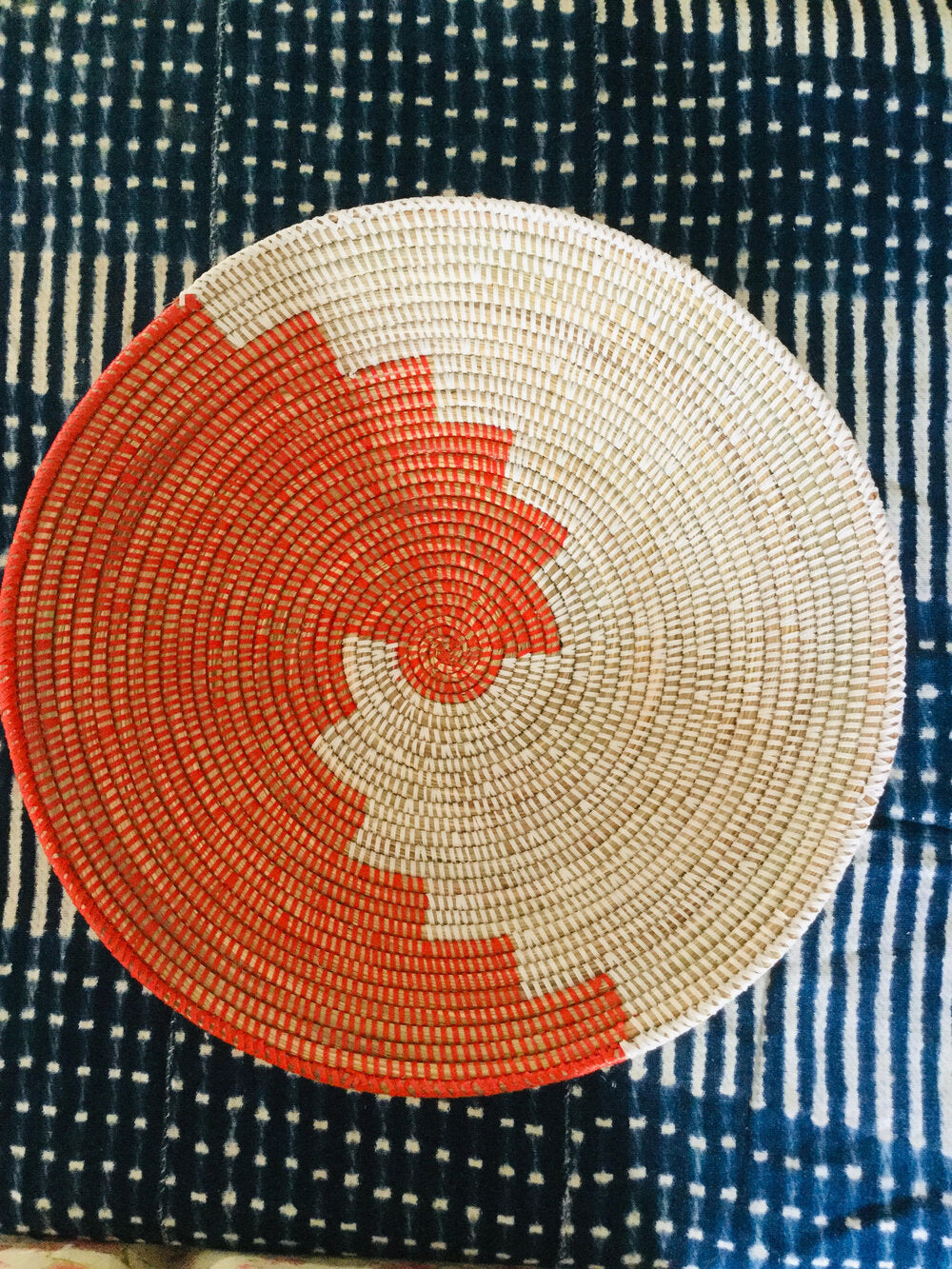 Red and White Jagged Waves Senegalese Basket